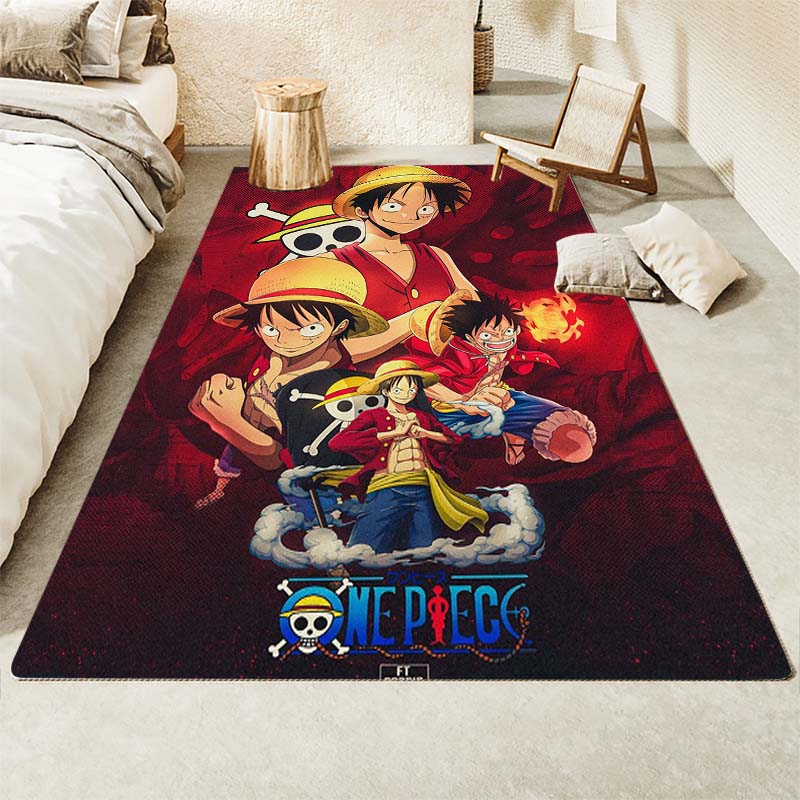 One Piece Luffy & Crew Pattern Printed Rug, Anime Style Home Decor, Anti-slip & Stain-resistant Carpet for Bedroom & Living Room
