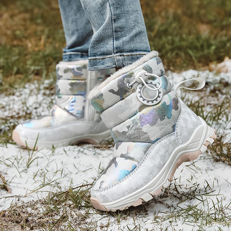 Новые детские уличные повседневные модные зимние ботинки на молнии, с плюшевой подкладкой, теплые, удобные, хорошо облегающие, для мальчиков и девочек