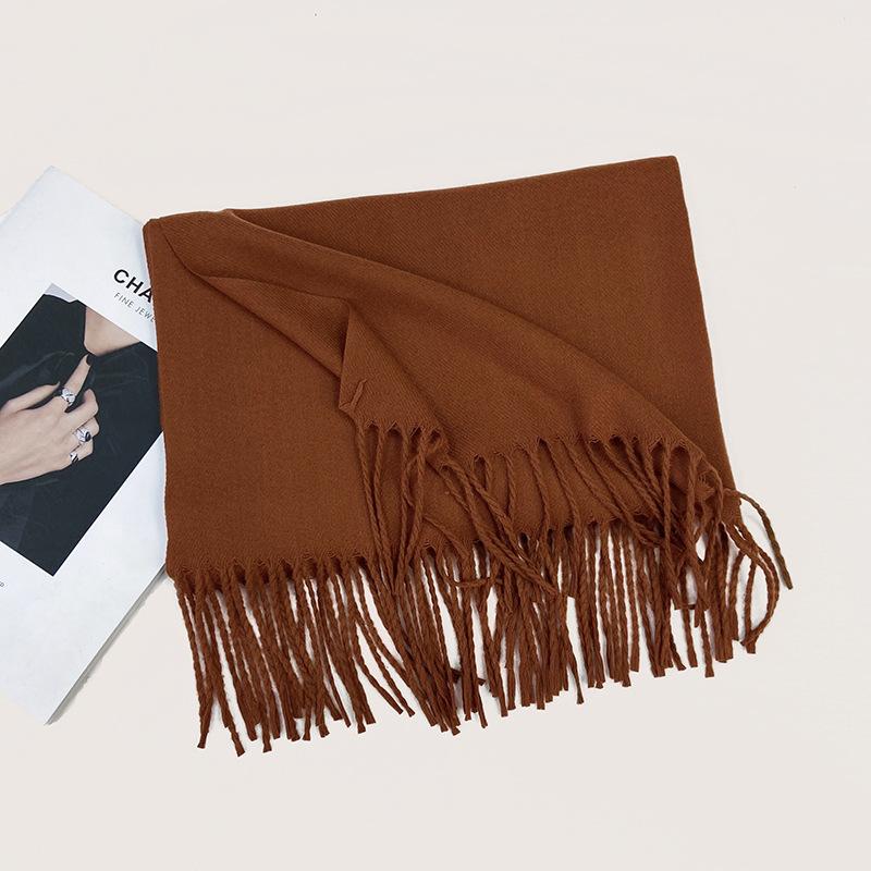 Autumn and Winter New Solid Color Scarf Imitation Cashmere Scarf Women's Warm Shawl Scarf
