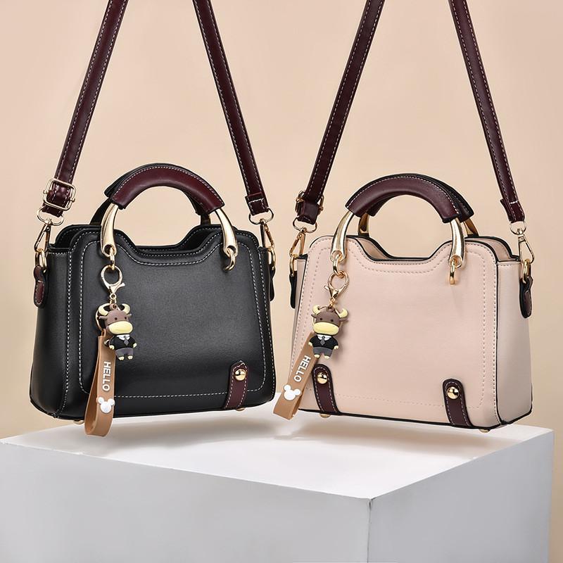 Classic Black Shell Pu Shoulder Bag For Women With Colorful Letter Design Medium Size