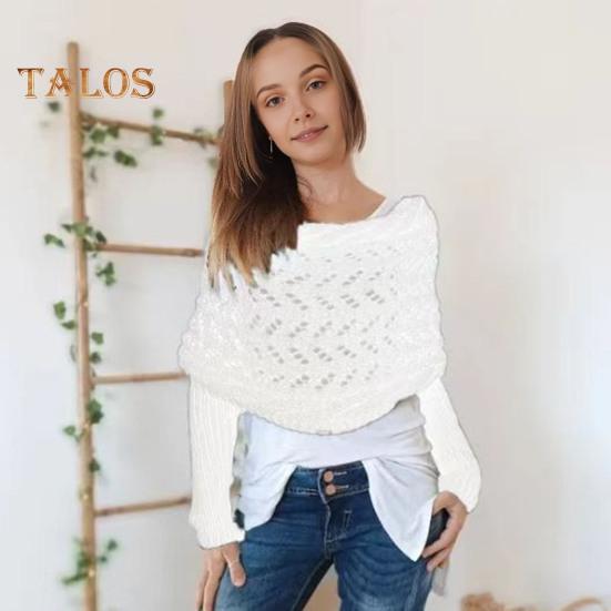 Вязаный шарф-накидка с косами и рукавами, мягкий шарф-шаль в богемном стиле, ажурный узор для вязания крючком, шарф-накидка в виде свитера