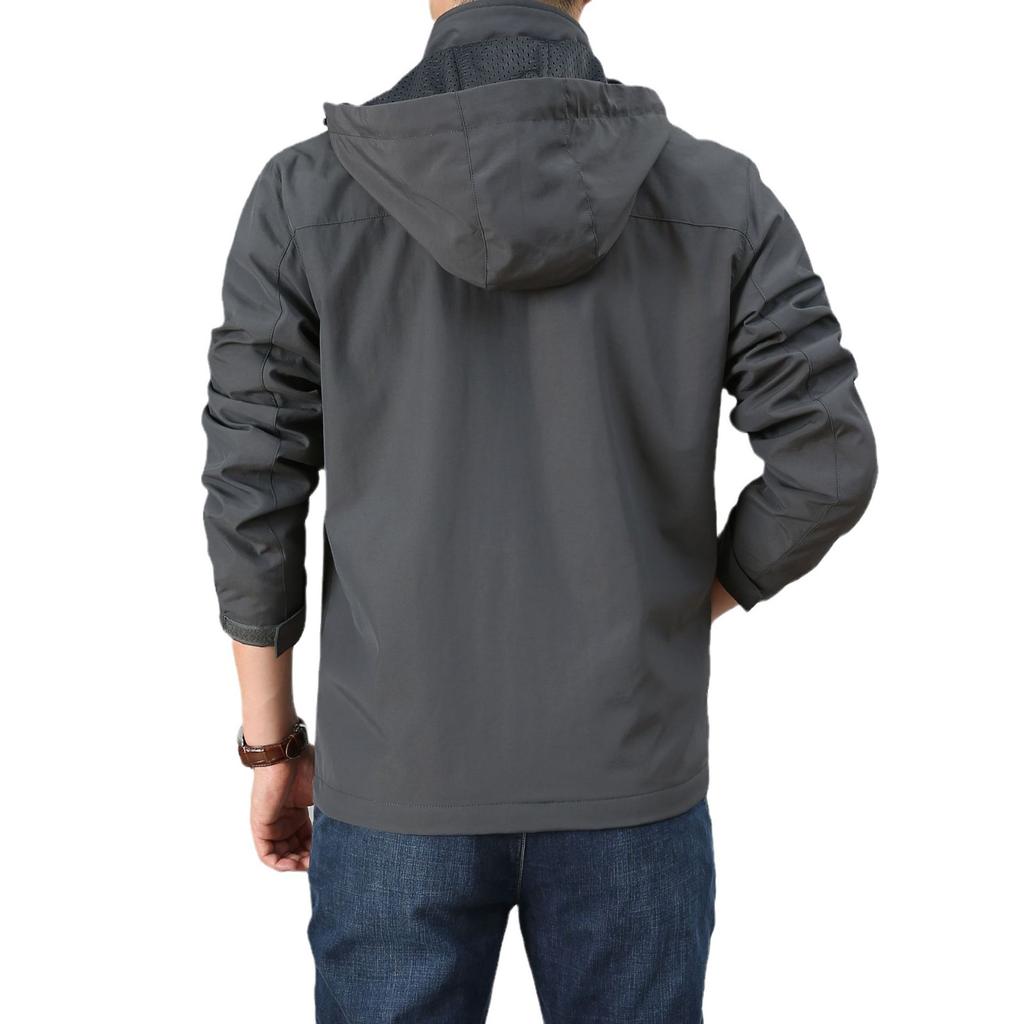 Осенняя мужская модная тенденция однотонная куртка тонкая дышащая ветрозащитная куртка мужская свободная куртка с капюшоном