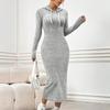 Fashion Slim Casual Maxi Dresses for Women Autumn Winter Solid Hooded Bodycon Dress Long Sleeve Elastic Knitted Dress Vestidos