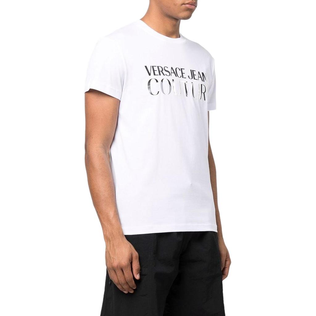 Versace Мужская футболка с коротким рукавом и принтом букв логотипа SS22 Белая 72GAHG01-CJ00G-S03