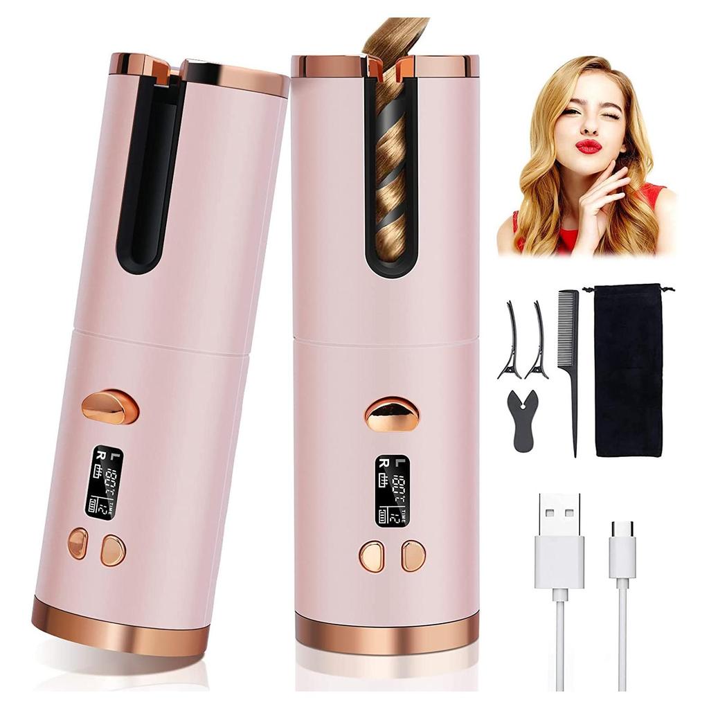 Беспроводная автоматическая щипцы для завивки волос Беспроводные щипцы для завивки волос USB Перезаряжаемый ЖК-дисплей Керамическая палочка для завивки волос Инструменты для укладки