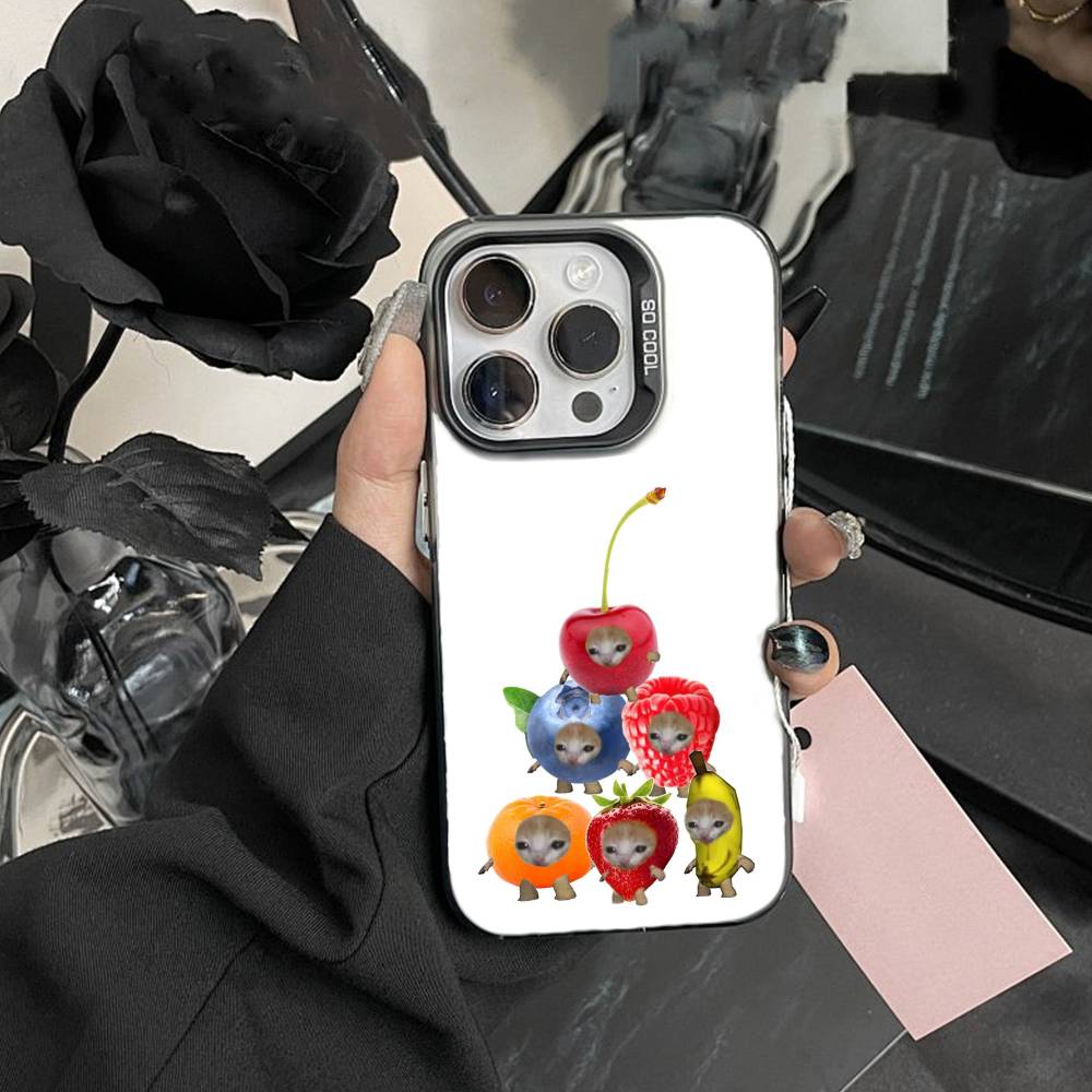 Глупая КОШКА с большими глазами Забавная чехол-накладка для iPhone17, 16,15,14,13,12 Pro Max Черный Конфетный Матовый Ударопрочный чехол