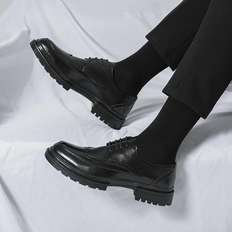 Мужские кожаные туфли для улицы, модные, черные, свадебные, для невесты, для торжественного вечернего платья, итальянские мужские туфли, повседневные, мягкие, мужские туфли