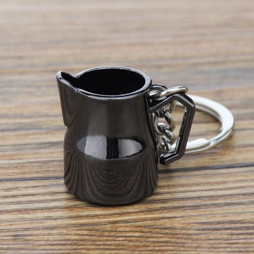 Creative 3D Coffee Keychain Metal Mini Size Moka Pitcher Keyring Barista Keychain Coffee Enthusiasts