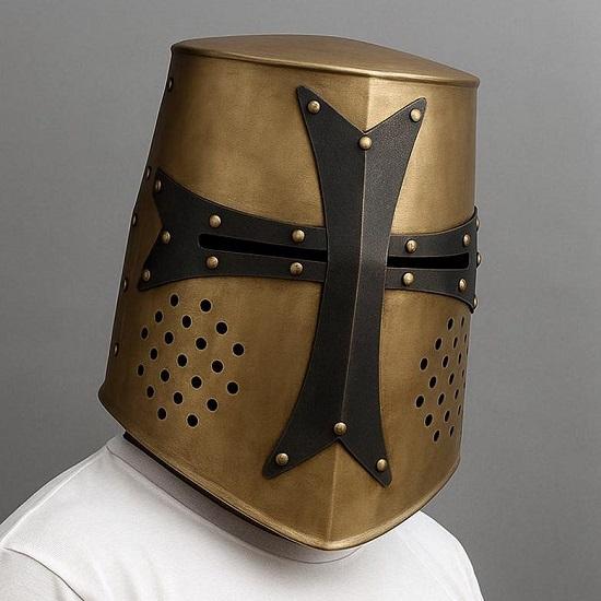 Brass Crusader Helmet , Knight Great Helmet , Templar Cosplay Helmet, Halloween Gift, Best Gift For Him
