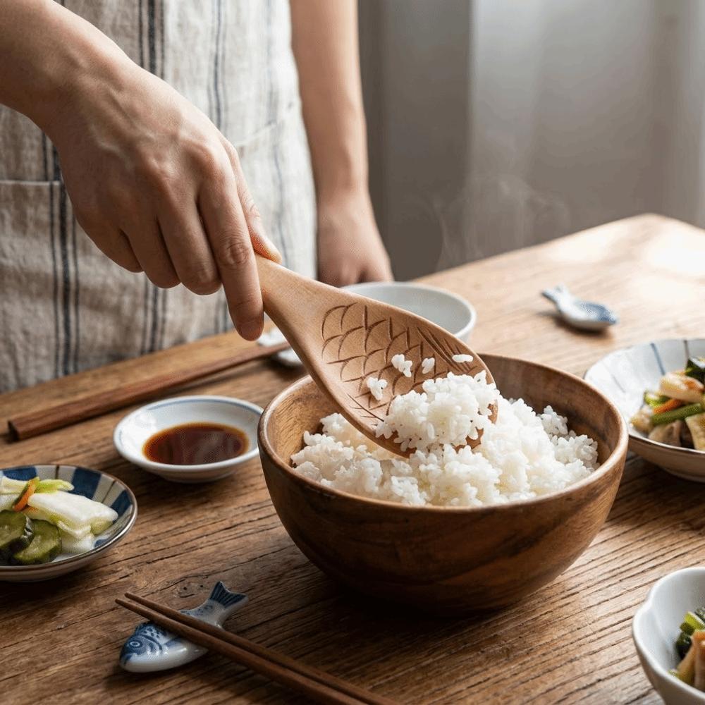 Wooden Rice Spoon Smooth Cooking Spoon Exquisite Food Ladle Dining Time