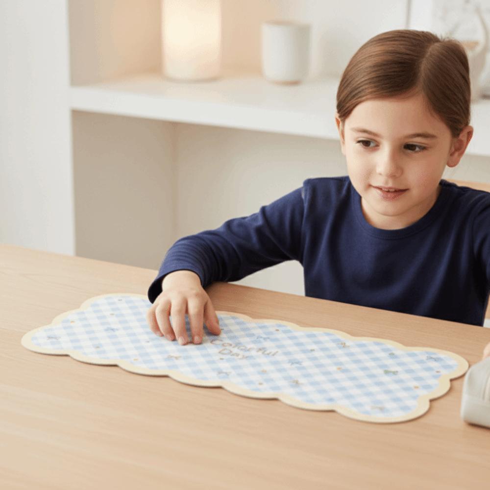 Gingham Desk Mat Wavy Edge Table Blotter Table Cushion Keyboard Mat Teens