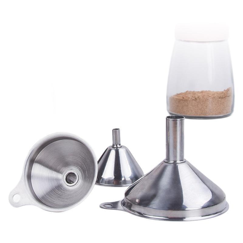 3-Piece Stainless Steel Mini Funnel Set for Oil, Vinegar, Wine & Spices