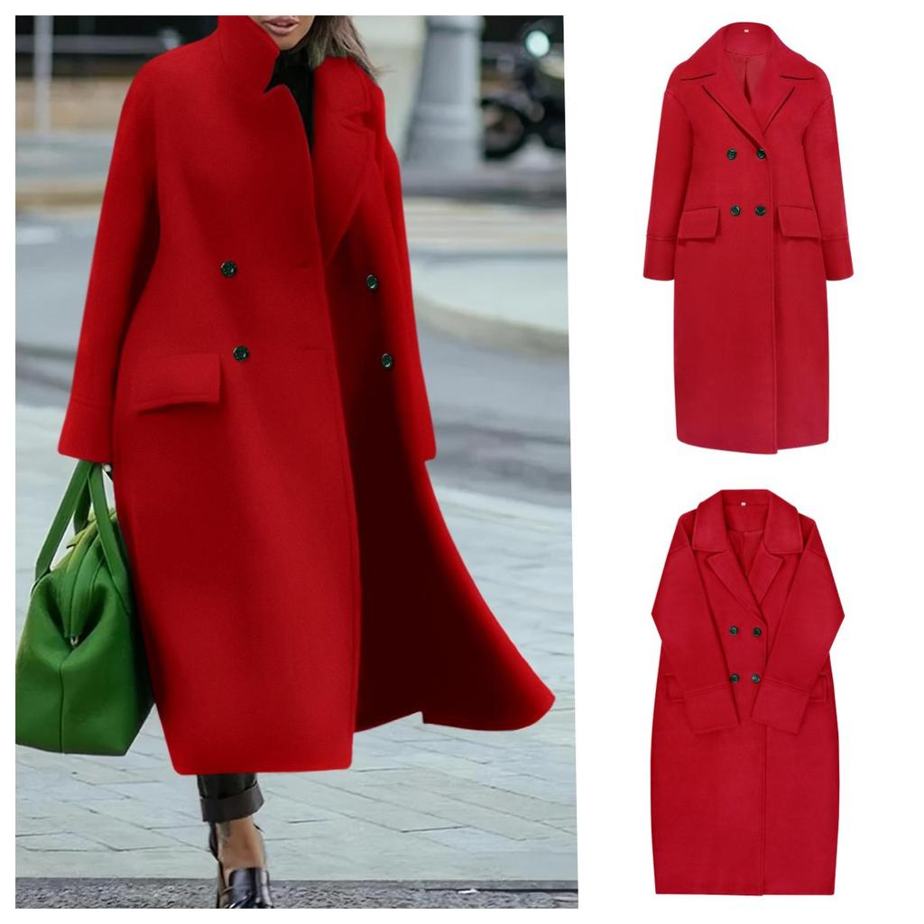 IHUASU Loose Winter Autumn Women's Tweed Jacket Warm Commuter Temperament Coat