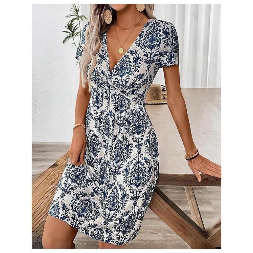 Женское платье однотонное с V-образным вырезом весна/лето с коротким рукавом из дышащего волокна женское повседневное благородное облегающее новое до колена