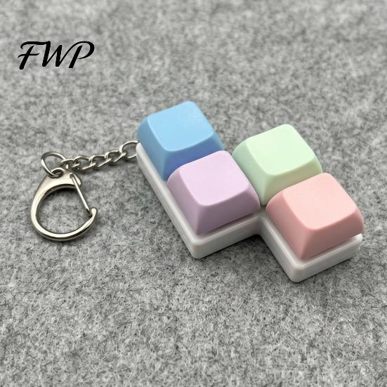 Office Stress Relief Colorful Keyboard Fidget Toys Mechanical Button Clicker Keychain Fingertip Sensory Toy Creative Decompress for Adults Work