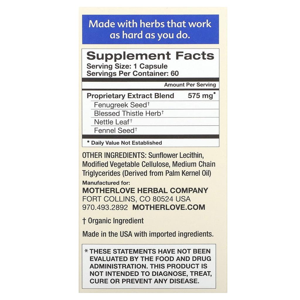 Motherlove Breastfeeding, More Milk Plus, 60 Liquid Capsules