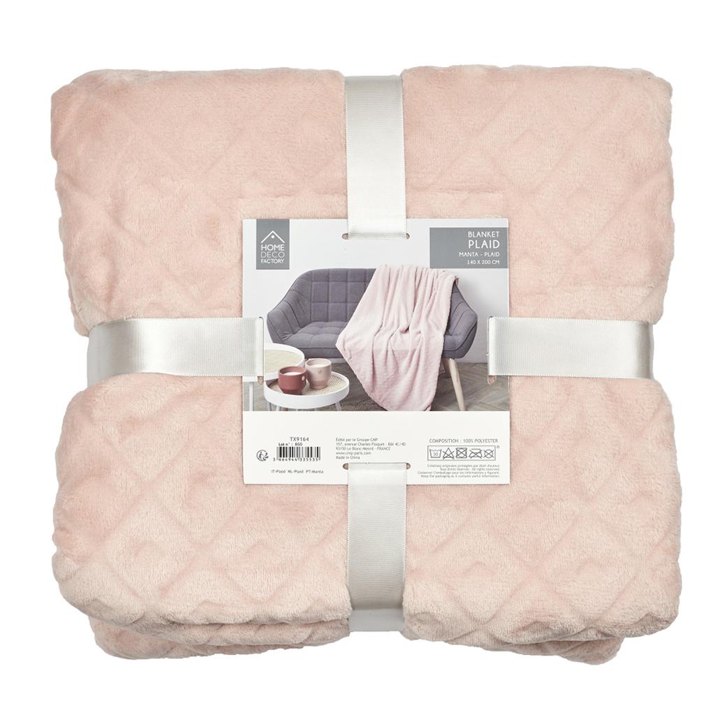 Les Trésors De Lily [A3513] — Розовое бархатное одеяло Scarlett. (рельефный) - 140x200 см