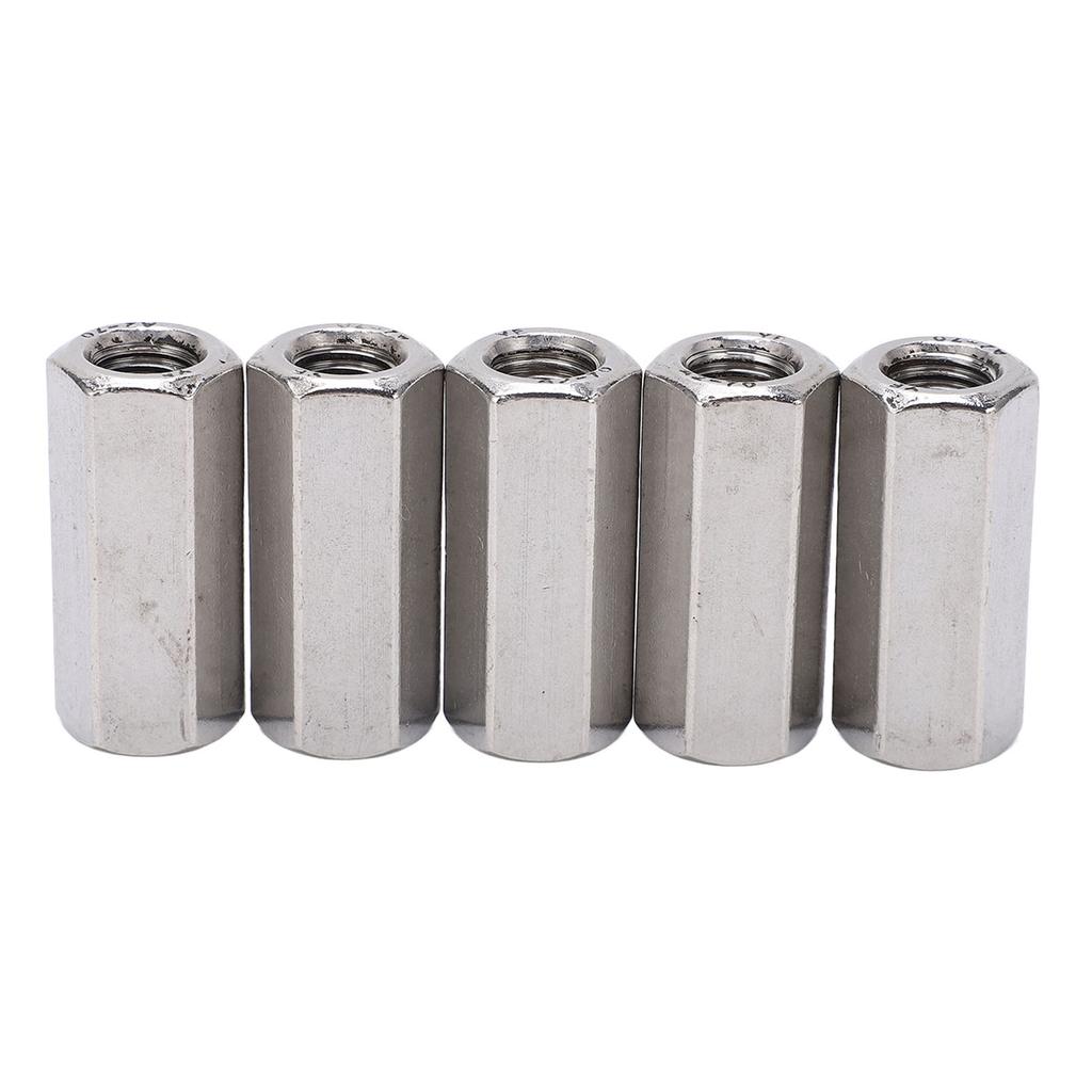 5 шт. Шестигранная соединительная гайка из нержавеющей стали, устойчивая к коррозии, гайка-коннектор M12, серебристая, для болтов с винтами