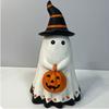 Resin Ghost Pumpkin Ornament Adorable Collectible Statue Sculpture for Vintage Halloween Decor Aesthetic Room Decor