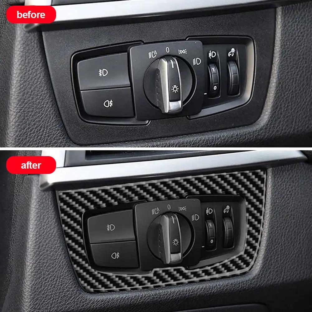 Carbon Fiber Auto Headlight Switch Frame Interior Cover Trim Accessories For BMW F30 F31 F32 F33 F34 3Series 328I 325I 2013-2019