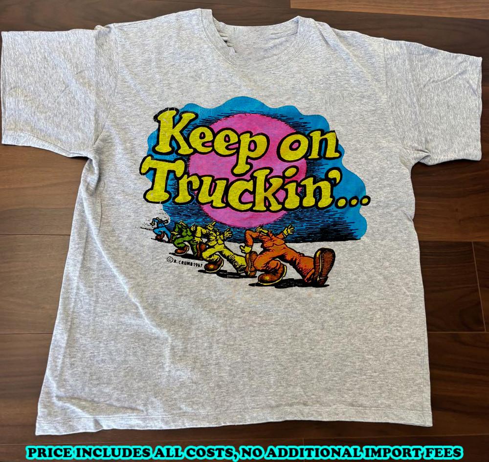 Винтажная футболка Keep on Truckin Роберта Крама, пепельно-серая, размеры от S до 5XL, BA355, БЕСПЛАТНАЯ ДОСТАВКА, Унисекс
