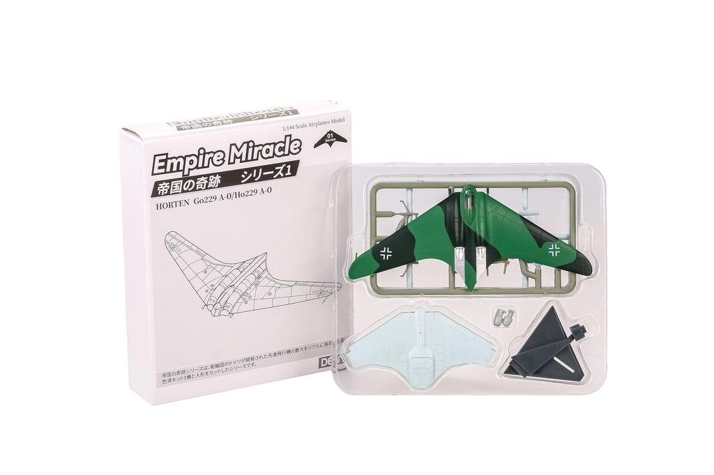 DENYI Scale Fighter Horten Ho 229 Go 229 Flying Wing Miracle of the Empire Series Plastic Model 1/144 Plane, A-0 A-0 Fighter-bomber, 1, Pre-painted,