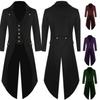 Men Medieval Renaissance Jacket Cosplay Costume Solid Color Long Uniform Coat for Men Clothing