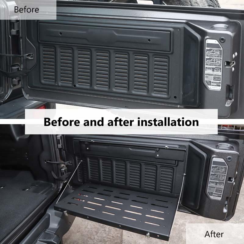 Car Tailgate Storage Bracket Foldable Table Board Rack Shelf For Jeep Wrangler JL 2018 Up Metal Car Accessories