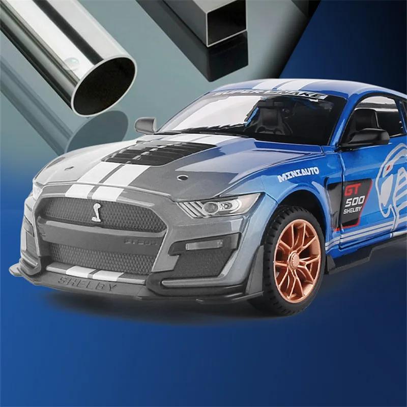 GDKO9 1:24 Ford Mustang Shelby GT500 Alloy Sports Car Diecasts Metal Toy Car Model Simulation Sound Light Collection Kids Gifts A414