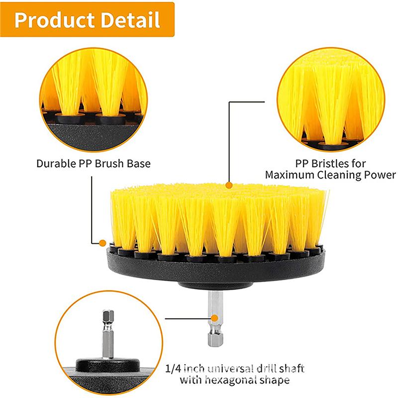 Electric Scrubber Grill Brush Kit 2/3.5/4'' Power Cleaning Brush For Car Bathroom Floor, Tub Shower Grout Nylon Attachments