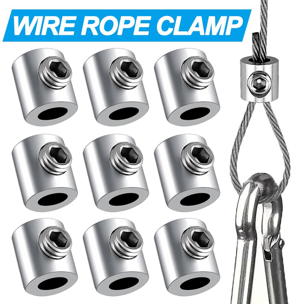 10pcs For 2mm Wire Rope Clamp Copper Suspension Clips Single Hole Retainer Clip Adjustable Screw Fixing Hardware Accessories