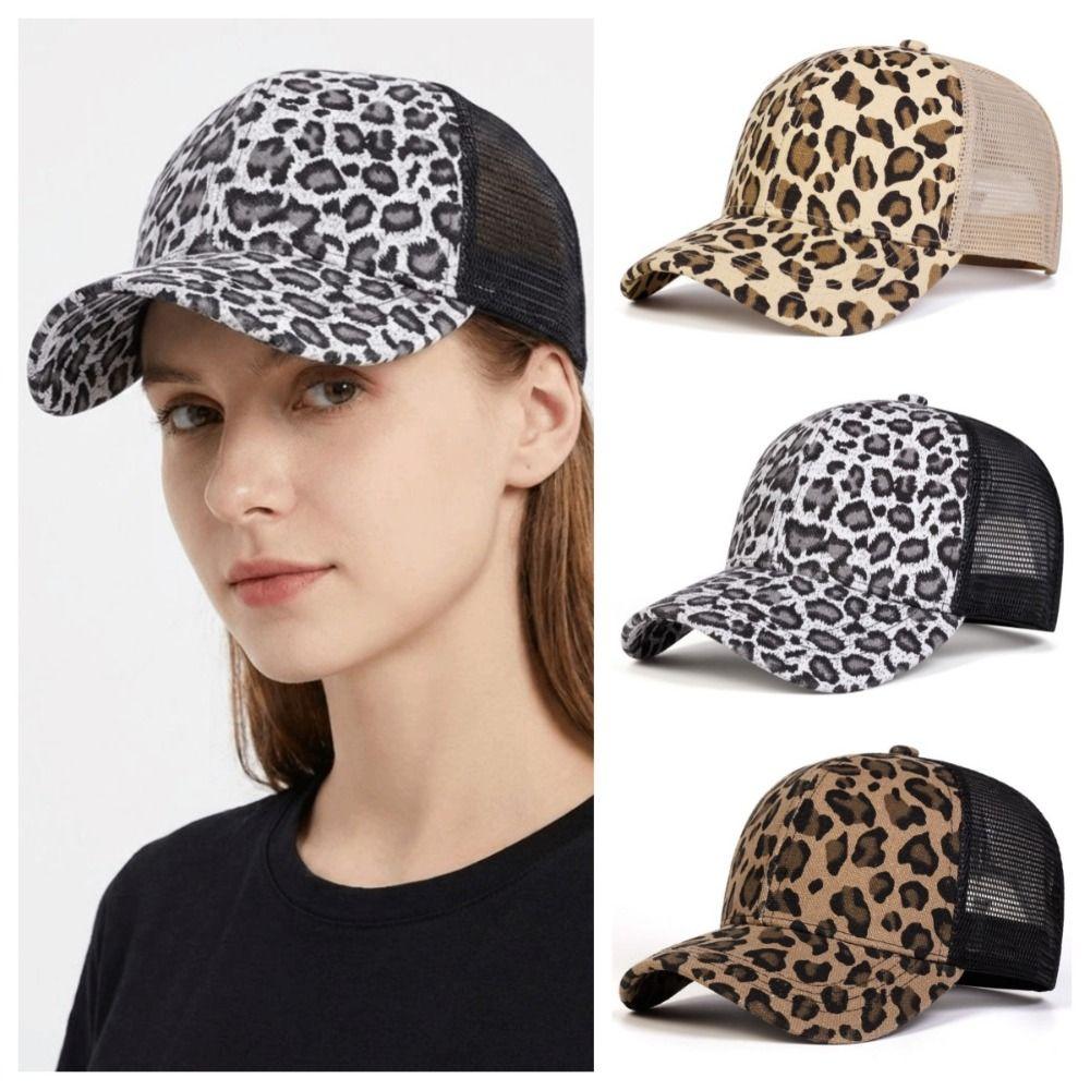 Adjustable Leopard Print Baseball Cap Soft Mesh Peaked Hat Casual Visor Hat  Unisex