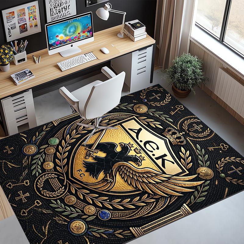 AEK Athens FC Pattern Rug, Indoor/Outdoor Mat, for Picnic, Gameroom, Bedroom, Office, Living Room, Home Decor Carpet, Birthday Gift