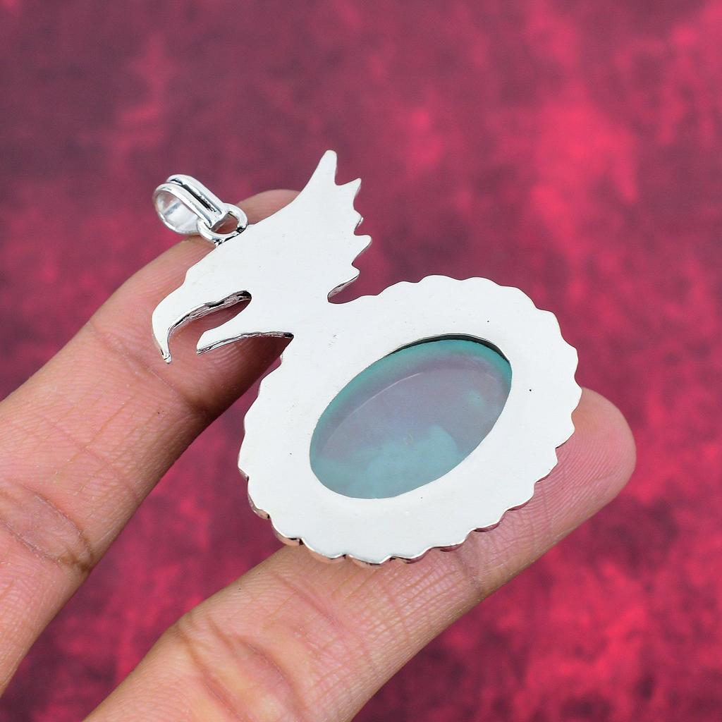 Украшения ручной работы из драгоценных камней Aqua Chalcedony, кулон из стерлингового серебра 925 пробы, уникальный дизайн, для женщин