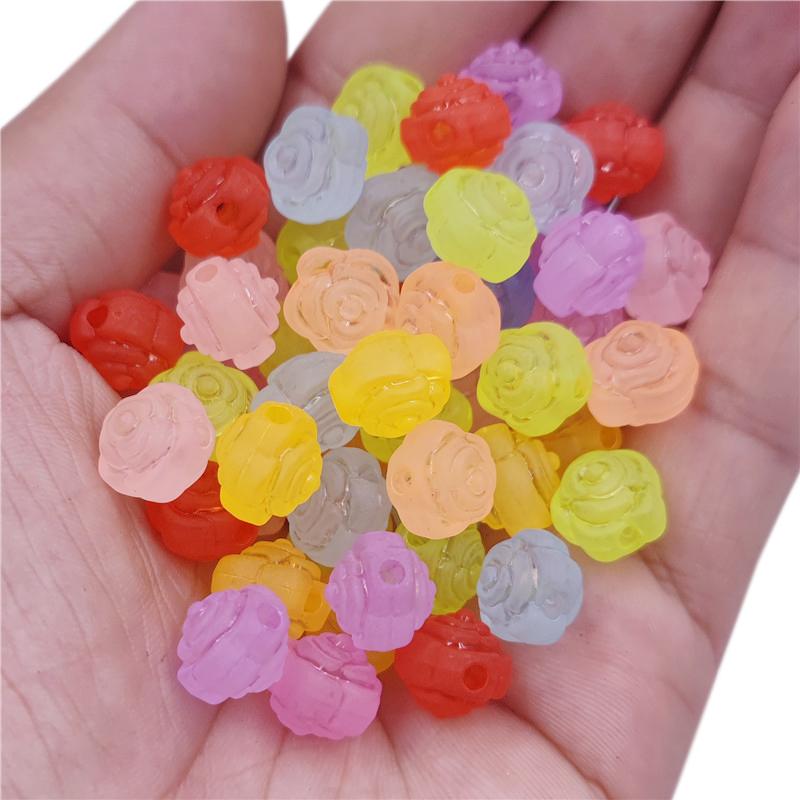 20Pcs Frosted Beads Heart Flower Butterfly Matte Loose Beads DIY Craft for Jewelry Bracelet Making