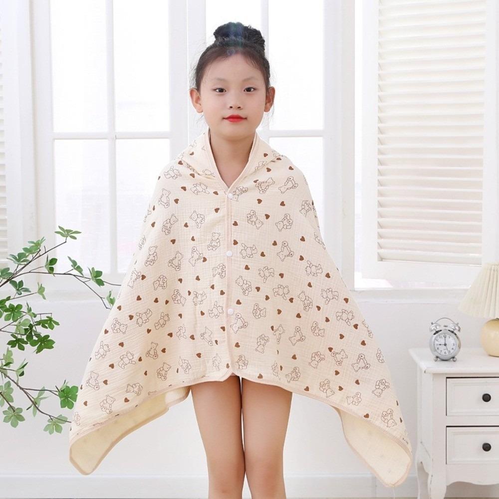 Cartoon Printed Baby Gauze Bath Towel Four Layer Infant Bathrobe Hooded Bathrobe Sleepwear