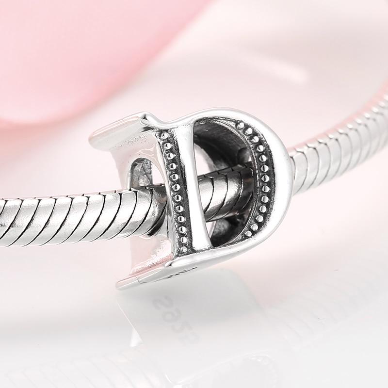 925 стерлингового серебра мода изящные буквы алфавита от A до Z бусины подходят шармы 925 браслеты браслеты ювелирные изделия своими руками