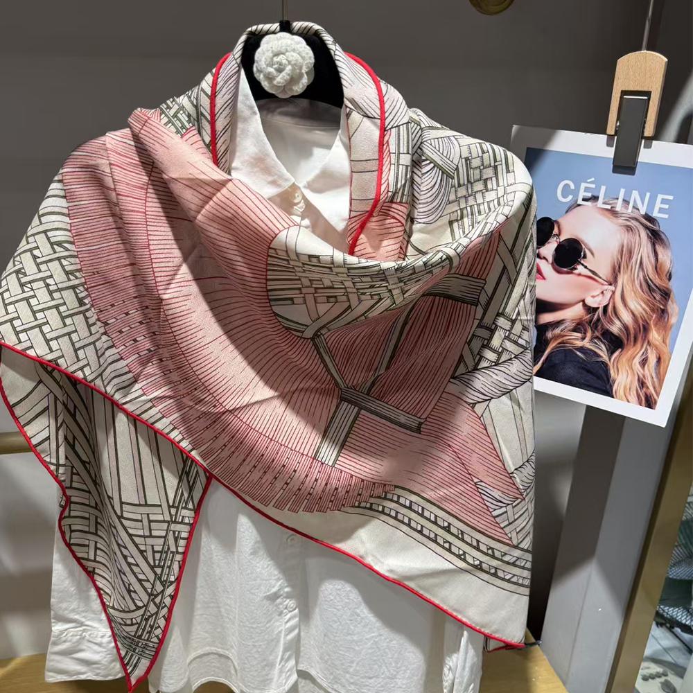 Deep Khaki 30% Silk 70% Wool Scarf Shawl Printed New Brand Fall Winter Women Triangle Silk Wool Scarves Wraps 130*200cm