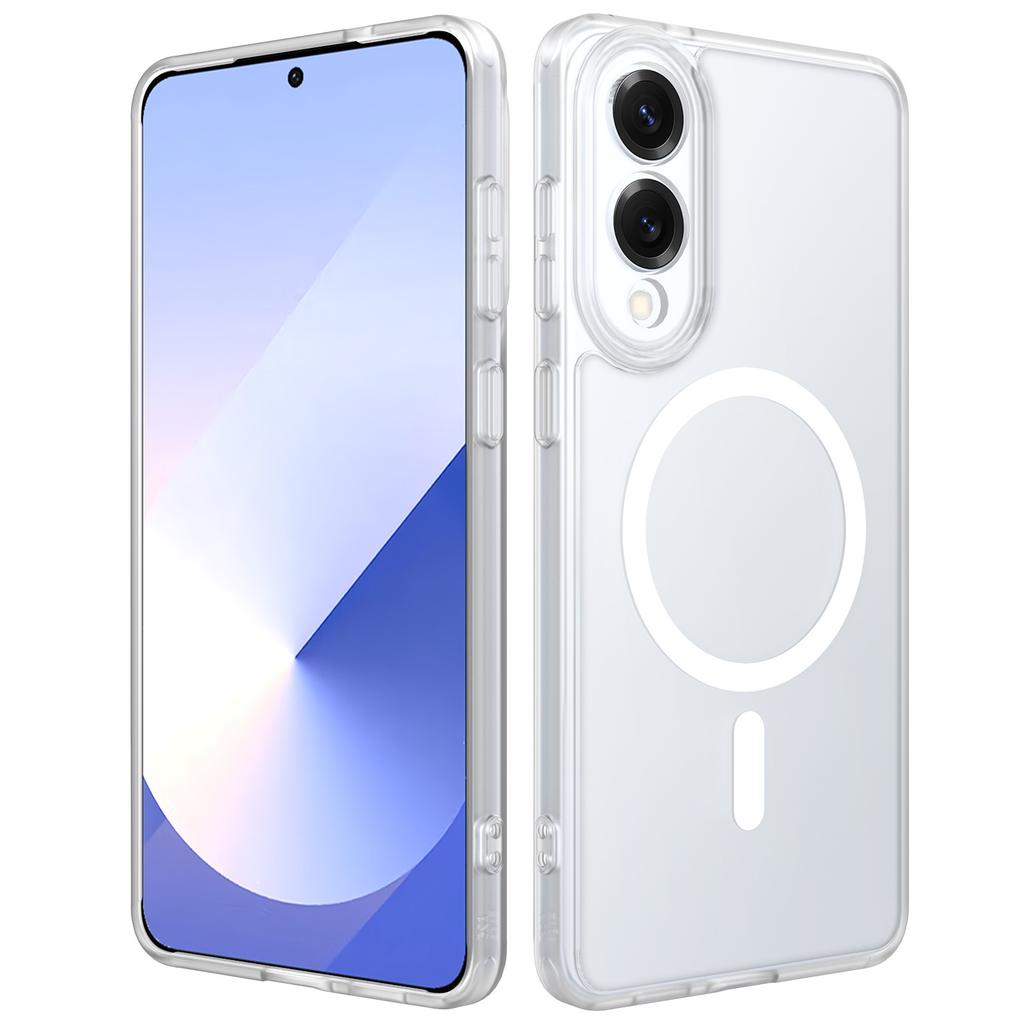 New Samsung S25 Edge Camera Fine Hole Two In One Mobile Phone Case Black Magnetic Semi Transparent Protective Case