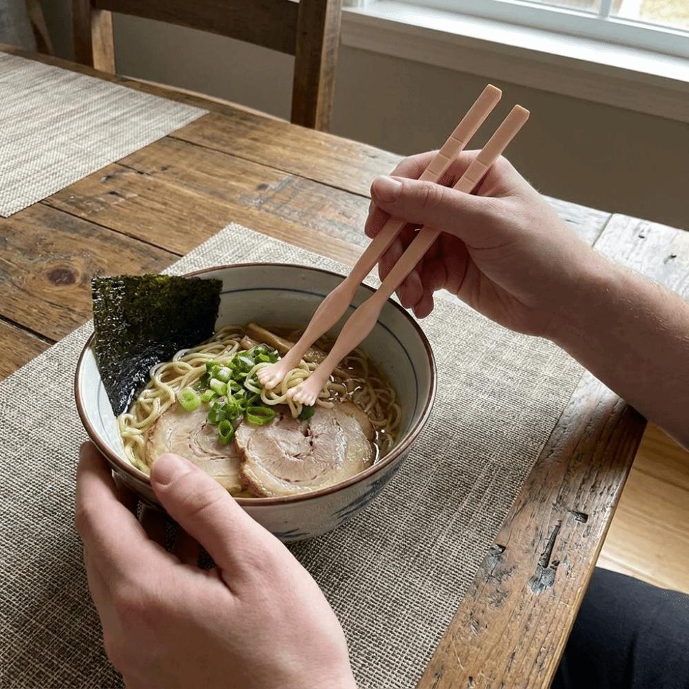Non-Slip Foot Shape Chopsticks Reusable Toe Food Clip Easy To Clean Funny Food Sticks Kitchen Use