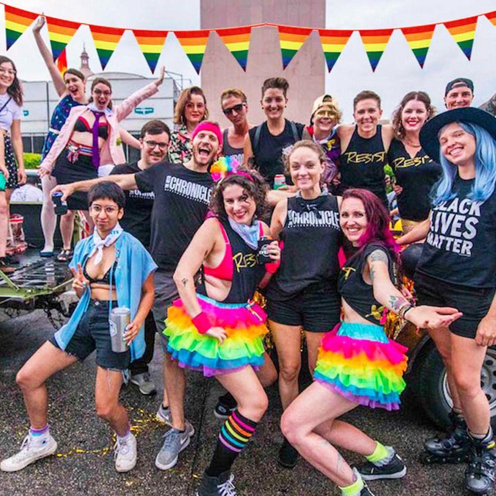 PE Rainbow Flag Triangle LGBT Pride Hand Flag Colorful Triangle Flag Homosexual