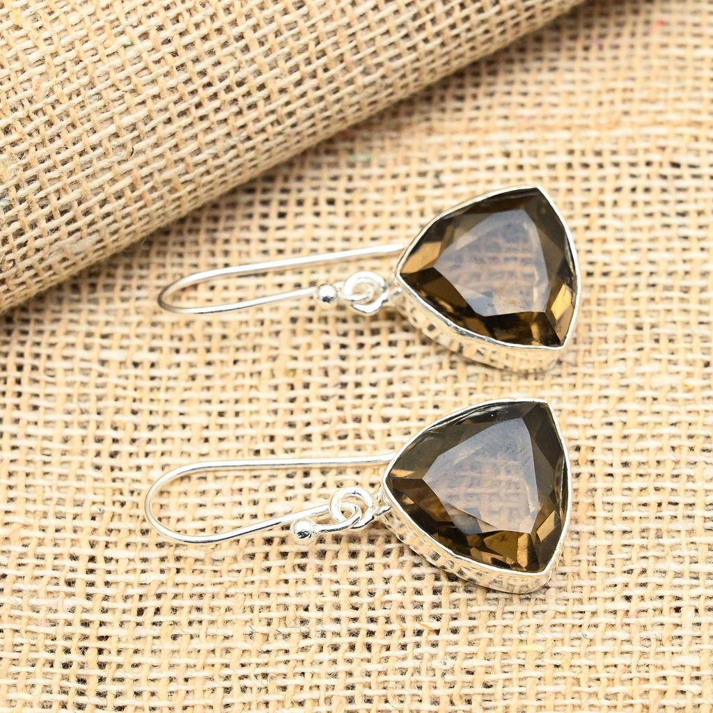 Ювелирные серьги из стерлингового серебра 925 пробы с дымчатым топазом ручной работы для свадебного подарка