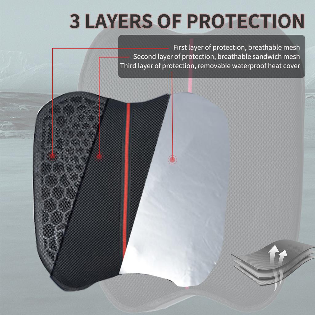 Motorcycle Seat Cushion with Sunshade Cover,Motorcycle Gel Seat Pad for Long Rides with 3D Honeycomb Shock-Absorbing Breathable