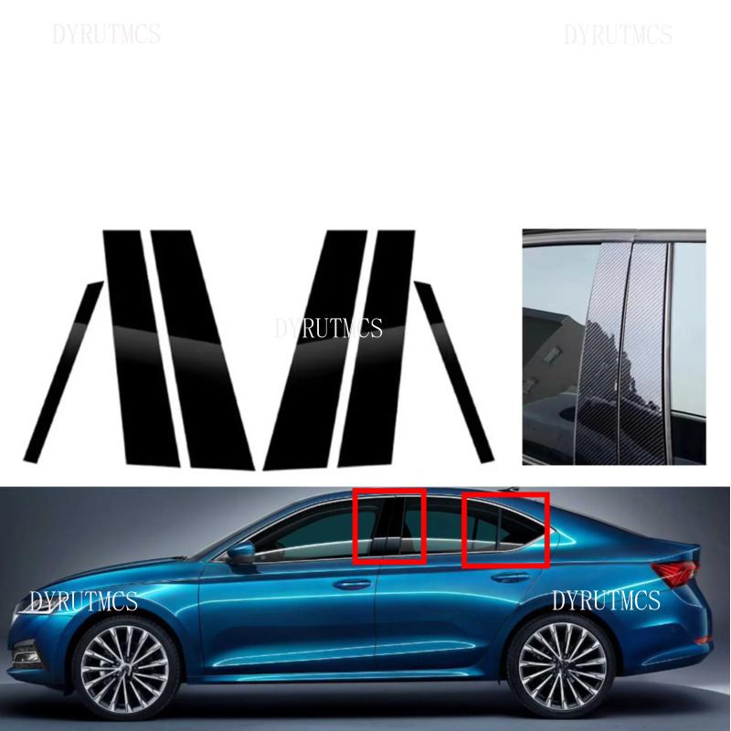 6pcs Gloss Black Pillar Posts Fit For Skoda Octavia Mk4 202ar Door Side Window Trim Sticker Decoration Cover