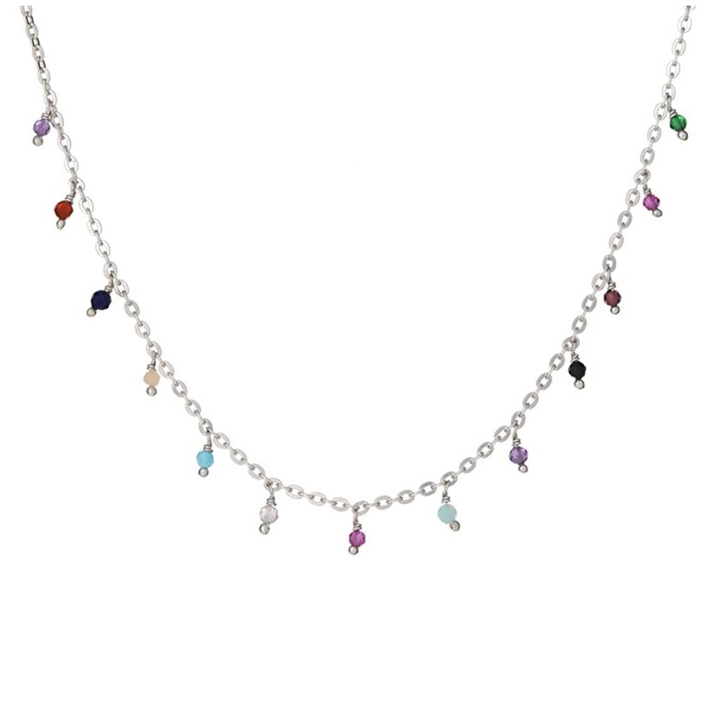 Les Trésors De Lily [R5628] - Handmade Silver Necklace 'Meghan' Multi-colored Silver (rhodium) - 2 Mm