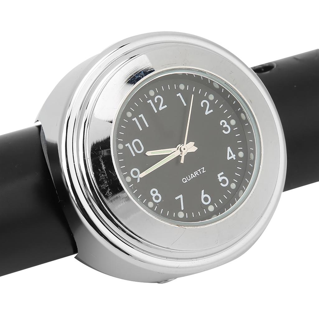 Водонепроницаемые мотоциклетные часы с хромированным покрытием, часы с циферблатом для велосипеда для рулей 7/8 дюйма - 1 дюйм, черный циферблат