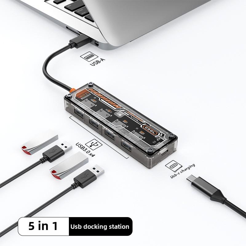 5 в 1 USB-адаптер типа C Hub с прозрачным дизайном для ноутбука ПК MacBook