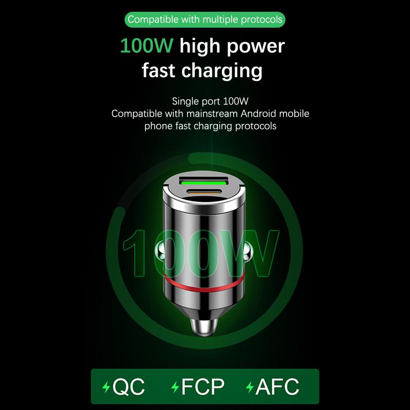 Мини автомобильное зарядное устройство USB 200 Вт с двумя портами, прикуриватель, быстрая зарядка, адаптер для зарядки телефона в автомобиле для iPhone 13 12 Xiaomi Huawei Samsung