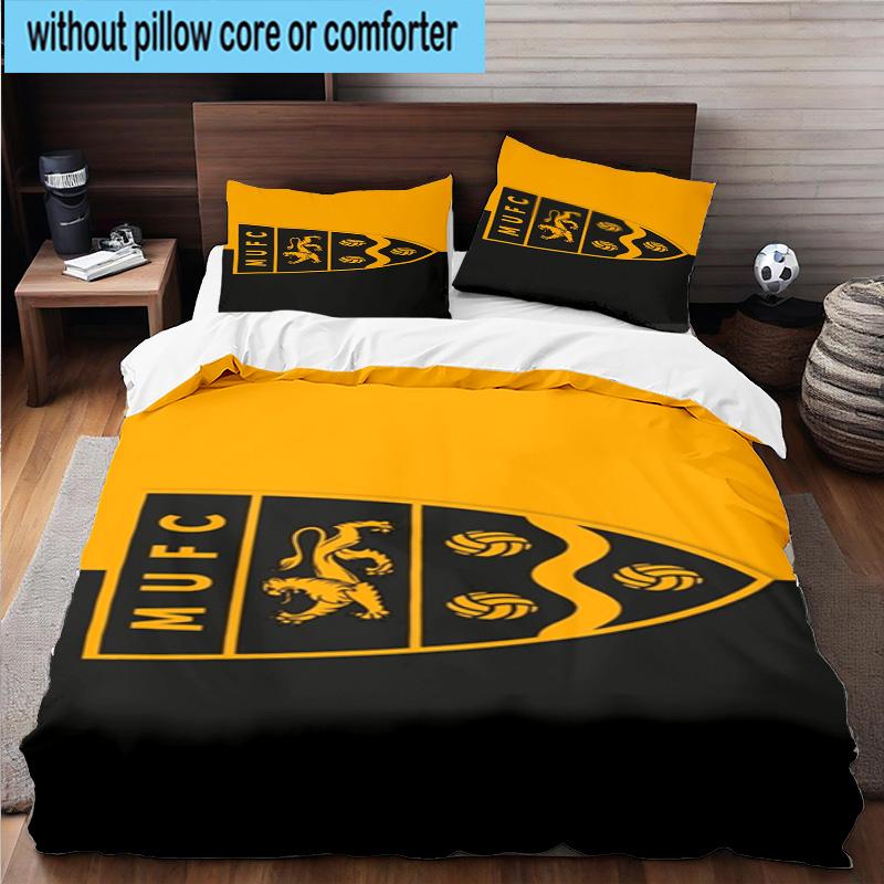 3pcs Football Crest Printed Bedding Set Duvet Cover Closure Includes 1 Duvet Cover & 2 Pillowcases Bedding Sets Home Decor Gifts