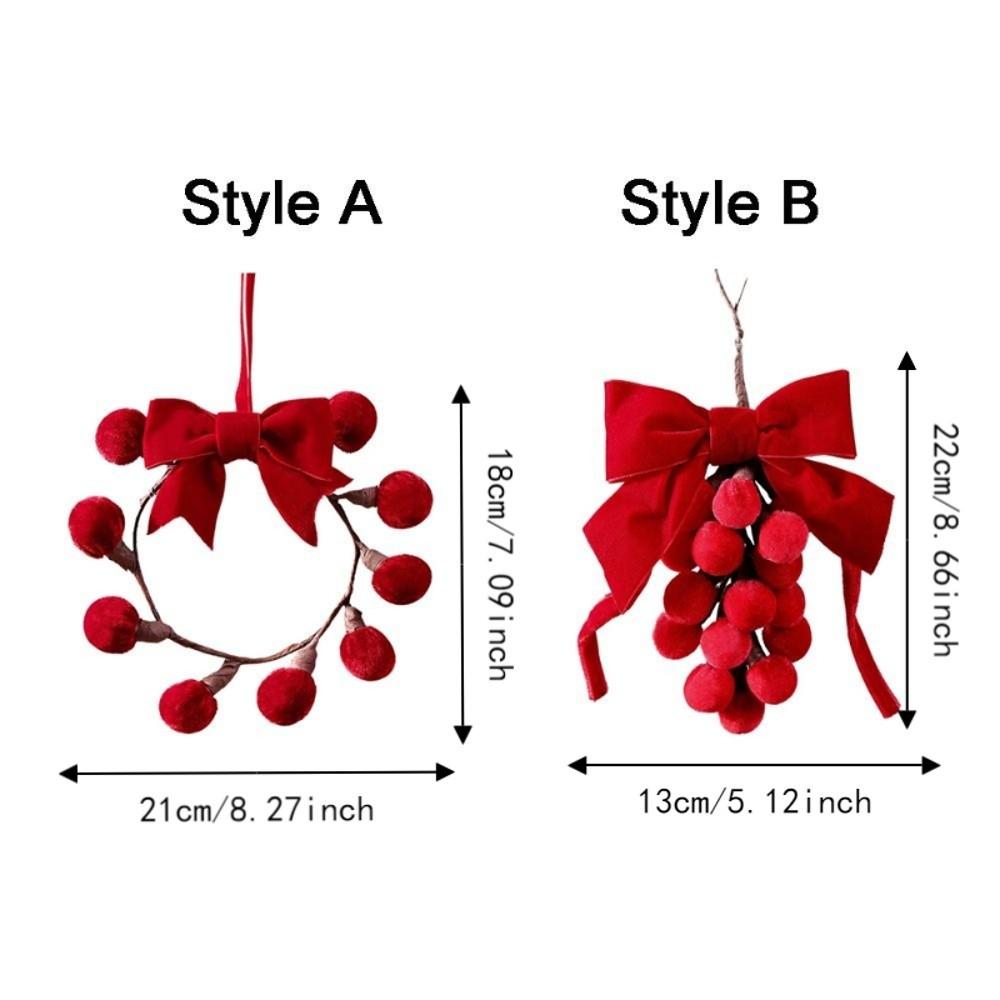 Red Fabric Velvet Bow Christmas Ornament Christmas Grape Hanging Decorations Fireplace Decor